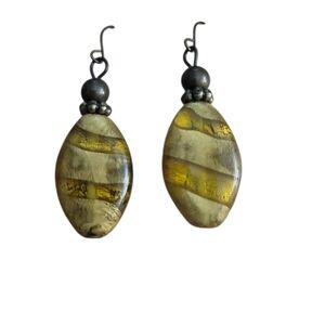 Murano Gold and Tan Striped Earrings